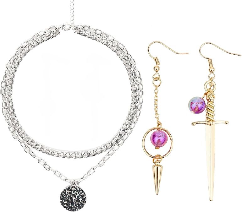 Probeauty Anime Necklace Earrings Set Costume Accessories for Women Halloween Cosplay