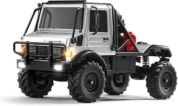 MN-333 1/18 Semi-Truck RC Crawler, Unimog U4000 4WD Full Scale Off Road RC Rock Crawler, 4x4 RC Car RTF Alloy Climing Vehicle for Hobby Gifts