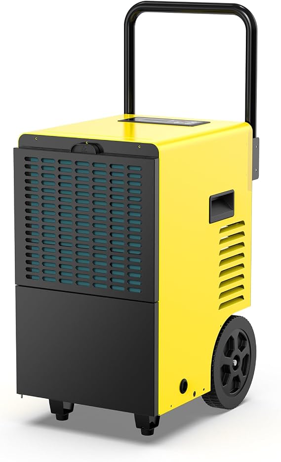 Industrial Dehumidifier 30 L/Day, 7 L Water Tank & Drain | Commercial Dehumidifier for Basements, Garages and Building Sites up to 90 m²/230 m³, Auto Defrost, 24Hr Timer & Wheels