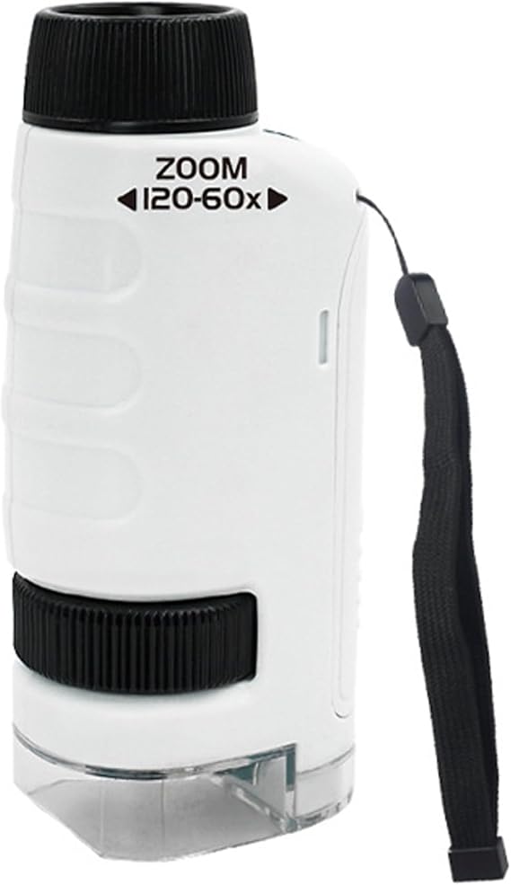 Pocket Microscope for Kids 60x-120x Portable Handheld Mini Microscope for Kidswith LED Light and Rope, Handheld Digital Microscopes