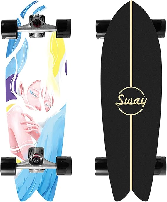 Surf Skates 32" CX4 Carving Truck Pumpping Skateboard Maple Wood Surfskate 8125cm ABEC-11 Bearing Wheel 6551mm with T-Tool Suitable for Children Teenagers Youth and Adults (D)