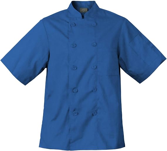 Chef Code Men's Short Sleeve Unisex Classic Chef Coat, Royal, 5X-Large
