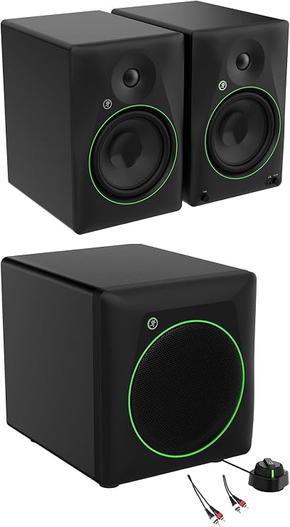 Audiosavings Bundle: Pair of Mackie CR8BT 8" Powered Studio Monitors Speakers Bundle with Mackie CR8SBT 8" Powered Subwoofer, Rockville RCDR10B 10' Dual RCA to Dual RCA Pro Audio Cable (3 Items)