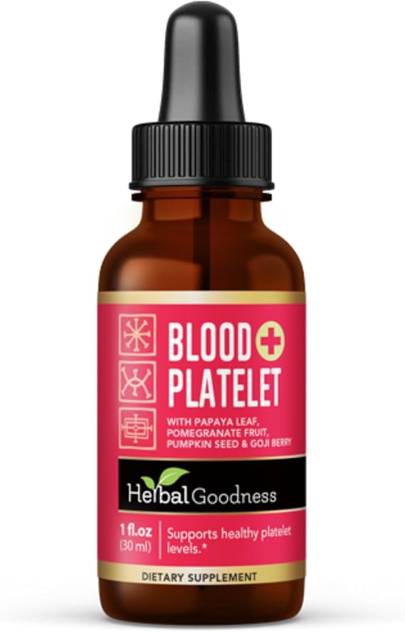 Herbal Goodness Papaya Leaf Blood Platelet Liquid Supplement, Tincture 1oz | Natural Blood Platelet Boost & Immune Support, Bone Marrow - Blood Cleanse Formula - Made in USA