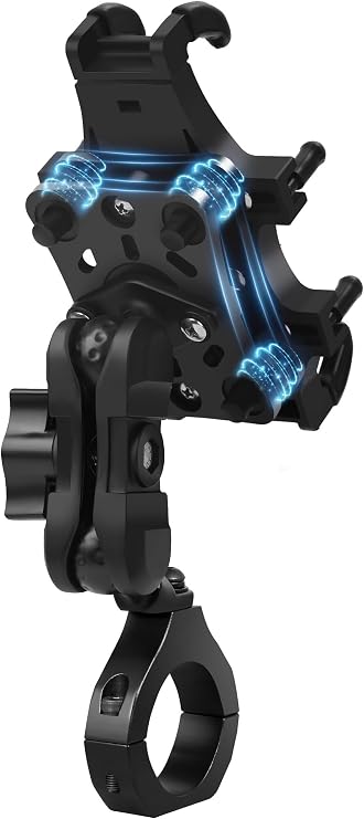 ZIDIYORUO Anti-Shake UTV Phone Mount Holder with Vibration Dampener | Heavy Duty Aluminum SXS Cell Phone Holder Fit for 1.75"-2" Roll Cage, Adjustable & Full Protection, Holds 4.7"-7.1" Phones