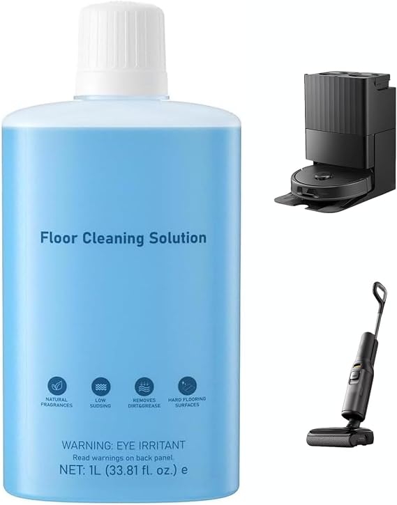 1L Floor Cleaning Fluid Solution Compatible with Roborock Robot Mop & Wet Dry Vacuum, No Foam & Streak-Free, Deep Clean for Saros 10, S8 MaxV, Qrevo Master/Curv/S, Q5 Pro Series