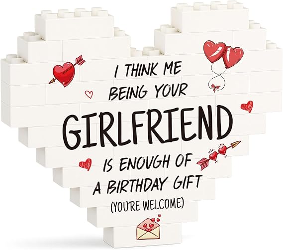 Birthday Gifts for Boyfriend, Building Brick Heart Plaque from Girlfriend