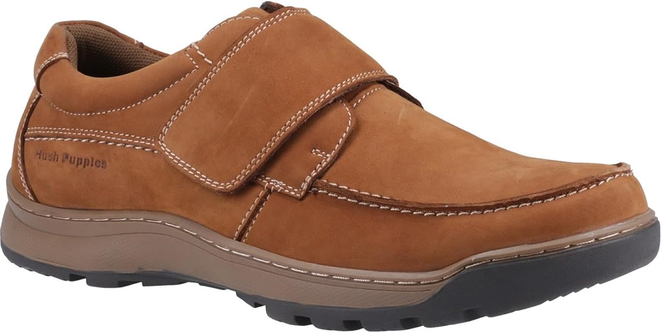 Hush Puppies Male Casper Touch Fastening Shoes, Tan, 8