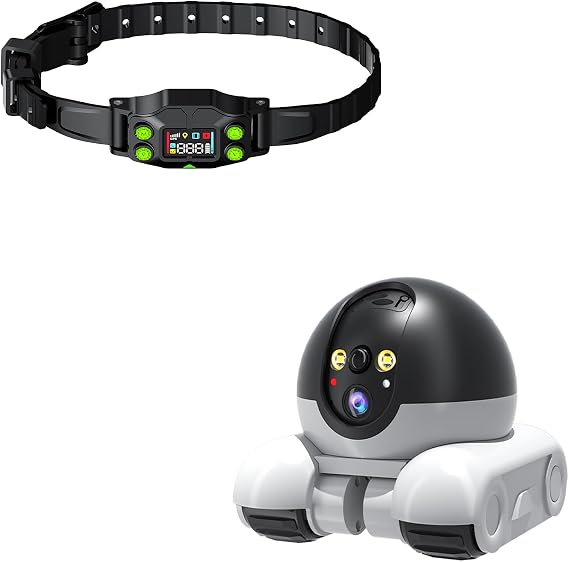 AEZ Robot Camera on Wheels 1080P Dual Lens & GPS Wireless Dog Fence, GPS Electric Dog Collar Fence System with Upgraded Chip