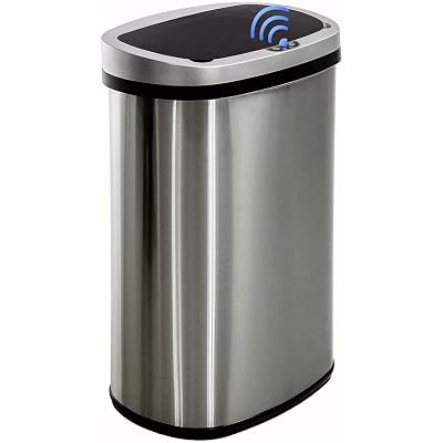 HHS 13 Gallon 50 Liter Automatic Motion Sensor Trash Can, Silver2, Stainless Steel, 85%