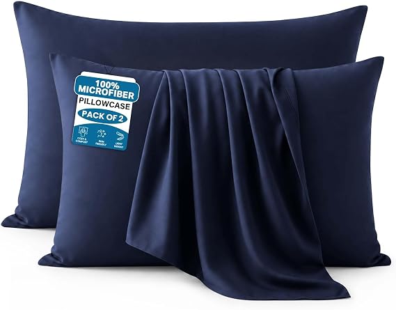 Moonlight Bedding Pillow Cases 2 Pack – Navy Pillowcases Envelope Closure Super Soft Brushed Microfiber Standard House Wife Pillow Covers, (50 X 75 CM)