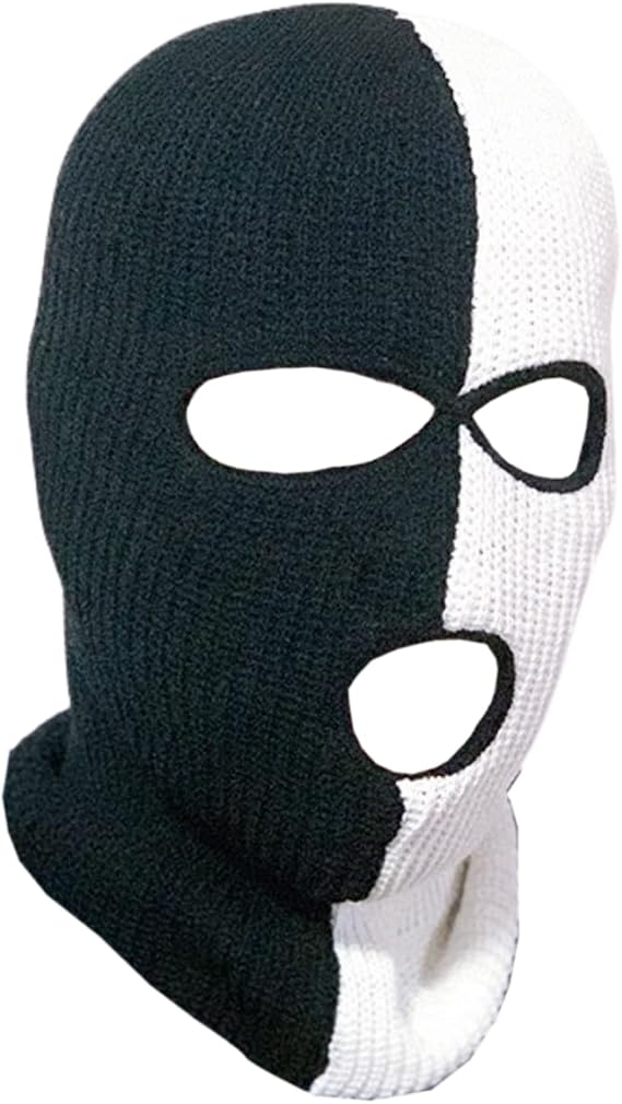 3-Hole Two Color Knitted Hat Ski Mask Balaclava, Full Face Mask for Cycling/Skiing Winter Outdoor Sports