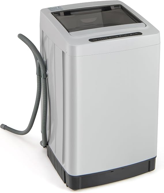 COSTWAY Portable Washing Machine, 11 LBS Full Automatic Portable Washer with 8 Modes, 10 Water Levels, LED Display & Built-In Drain Pump, 1.5 Cu.Ft. Washer & Spinner Combo for Apartment RV (Grey)