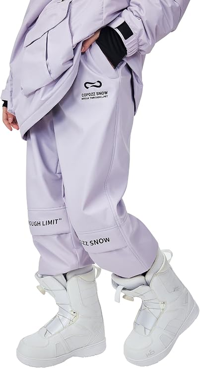 COPOZZ Ski Pants for Men and Women with Waterproof Breathable Comfortable All-Weather Protection for Skiing and Hiking White