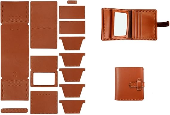DIY Leather Wallet Kit, Pre-Cut Sewing Craft Set for Beginners, Handmade Card Holder Kit, Gift for Men Dad