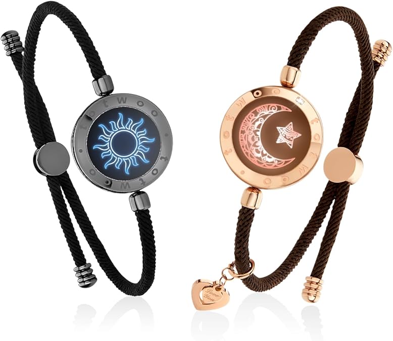 TOTWOO Touch Bracelets for Couples, Vibration & Light up for Love Couples | Long Distance Relationship Gifts for Girlfriend Bluetooth Pairing Jewelry