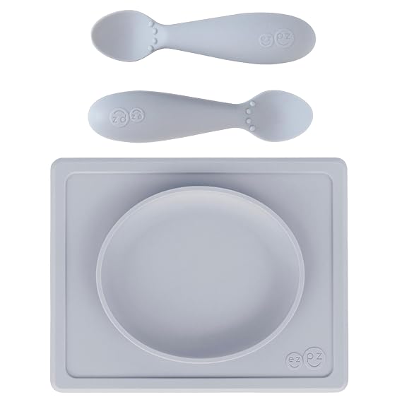 ezpz Tiny Spoon + Tiny Plate - baby essentials spoon and plate
