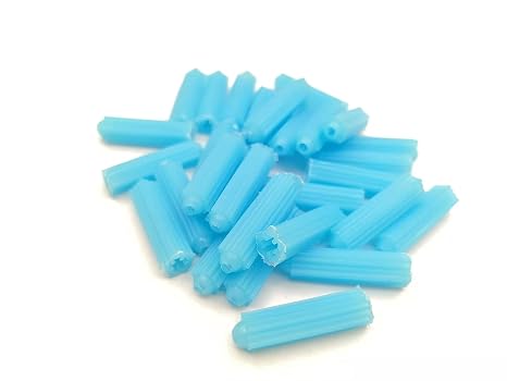 500pcs 8mm Blue Plastic Masonry Screw Fixing Wall Anchor Drywall Plugs Anchors