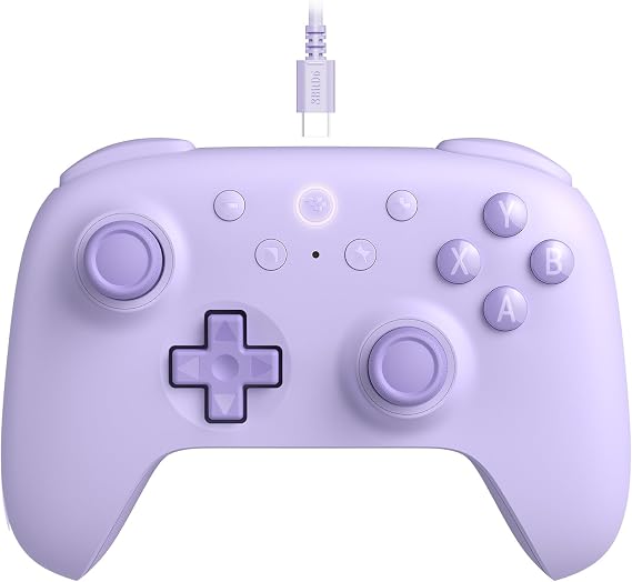 8BitDo Ultimate 2C Windows PC および Android 用有線コントローラー。1000Hz ポーリング レート、ホール効果ジョイスティックとホール トリガー、再マッピング可能な L4/R4 バンパーを搭載 Purple