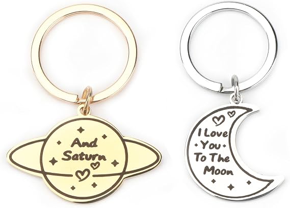 Saturn and Moon Keychain,Couple Keychain,Matching Keychain,Soulmate gifts,I Love You To The Moon And Saturn,Bags Charm,Anniversary,Christmas,Valentine's Day Gift for Boyfriend,Husband,Wife