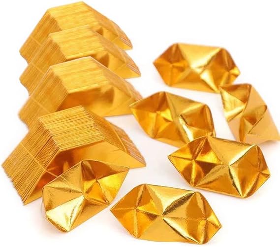 Chinese Joss Paper 500pcs,Incense Paper,Chinese Golden Ingot/Yuan Bao for Ancestral Worship,Ancestor Money Gold Foil,Praying for Buddha,Sacrifice,Hell Ghost Money,Traditional Chinese Offerings