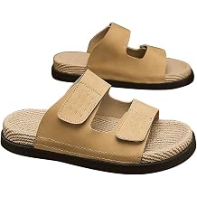 LEIYTFE Flat Men's Slippers Comfort Summer Sandals Double Strap Beach Shoes Anti-Slip Quick Dry Lightweight Pool Sandals Shoes