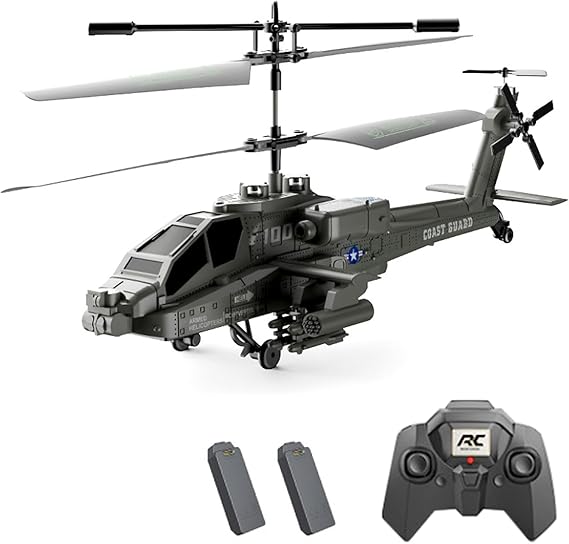 3.5 Channel Military RC Helicopter with LED Light, Altitude Hold, One Key Take Off/Landing, 2.4GHz RC Army Helicopter for Beginners (Green)