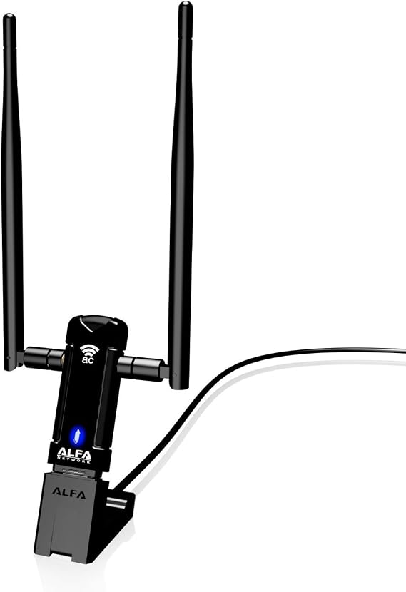 ALFA Network AWUS036AC Long-Range Wide-Coverage Dual-Band AC1200 USB Wireless Wi-Fi Adapter w/High-Sensitivity External Antenna - Windows, MacOS & Kali Linux Supported