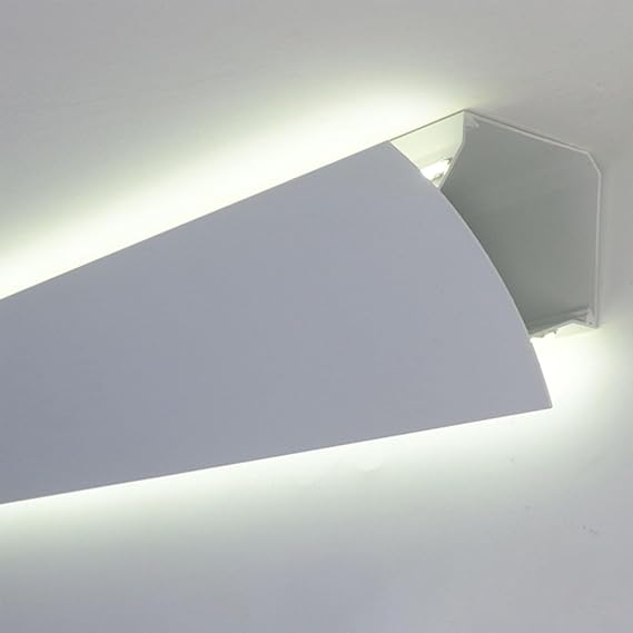 Crown Moulding Led Indirect Lighting Crown Molding, Aluminum Profile Led Channel Diffuser for Ceiling/Wall Corner, Led Strip Coving Decor 8 10 12 16 20 33 Ft(1 m(3.3ft))