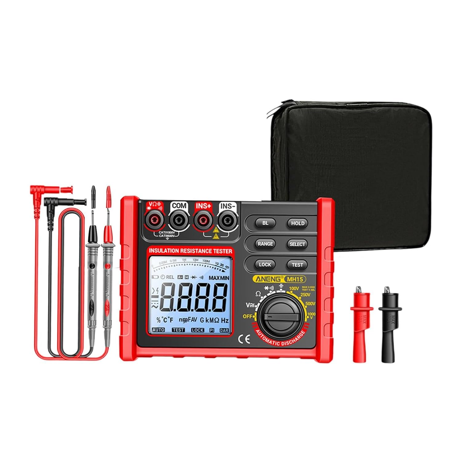 Digital Insulation Resistance Meter Ground Resistance Meter Detector High Precision Manual Range Megohmmeter for Diode Testing