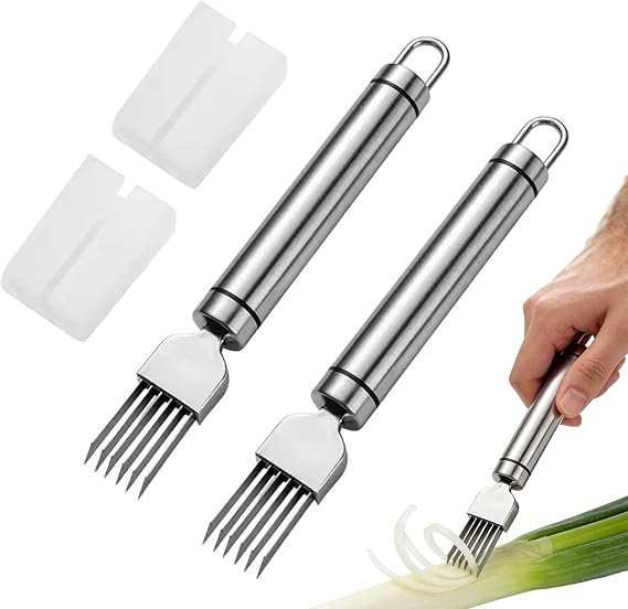 Green Onion Slicer 2 Pack Stainless Steel Multi-Blade Herb Cutter Tool