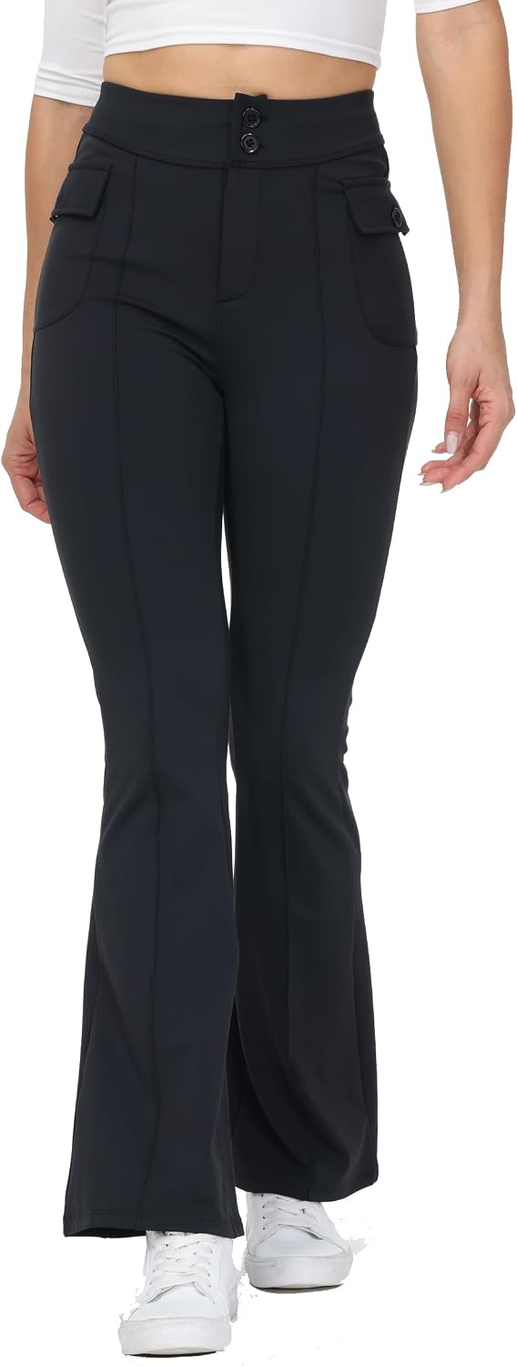 Womens Flare Cargo Leggings Wide Leg Yoga Pants Work Dress Cute Casual Gym Athletic Workout Sweatpants with Pockets