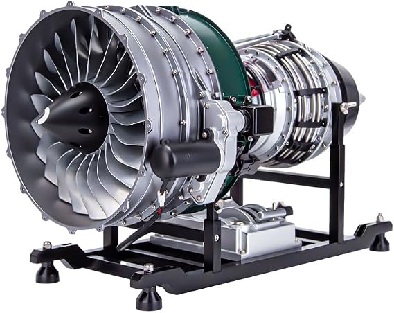 Turbofan Engine Model Kit That Works, 1000+Pcs Mechanical Twin-Spool Aircraft Engine for Adults, 3D Metal DIY Assembly Electric Dual Rotor Engine-1/10 Scale