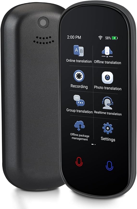 Language Translator Device, Two Way Real-Time Voice Translation, Support 138 Languages, Accurate Offline/Recording/Photo Instant Translation with 3HD Inch Touch Screen for Travel