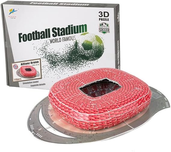 Classic Football Stadium Puzzle,3D Puzzle Soccer Club Venues,3D Paper Model Building Puzzle Kit, Soccer Stadium Souvenir Gift,Handmade Puzzle Ornaments,Cardboard Model (Allianz Arena)