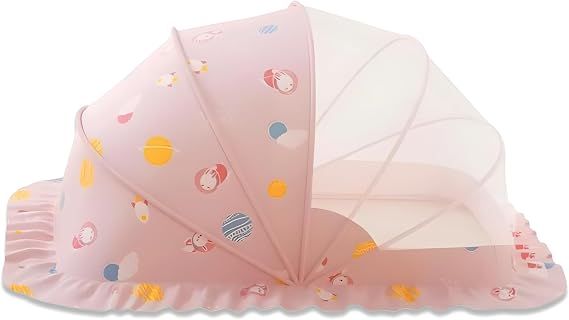 Mosquiteros para Cunas De Bebes,Portable Folding Mosquito Net for Stroller,Breathable Foldable Cots Bottomless Crib Net Sun Sheltert(Pink, 50x26x28)