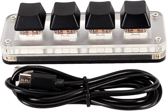One Handed Macro Keyboard, Programmable Keypad, Macro Pad Programmable for Seamless and Efficient One Handed (4 Keys)