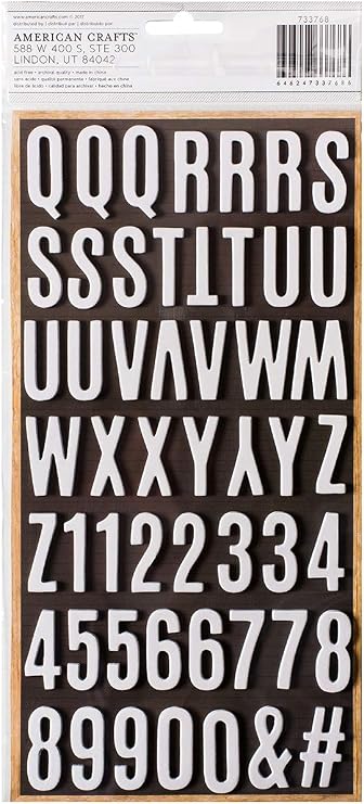 American Crafts 733768 Jen Hadfield Heart of Home 109Piece White Foil Letterbard Thickers