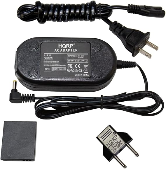 HQRP Kit AC Power Adapter Compatible with Canon PowerShot SX540 HS, SX530 HS, SX710 HS, SX610 HS, SX700 HS, IXUS 105, 200 is, 210, 300 HS, 85 is, 95 is Digital Camera + Euro Plug Adapter