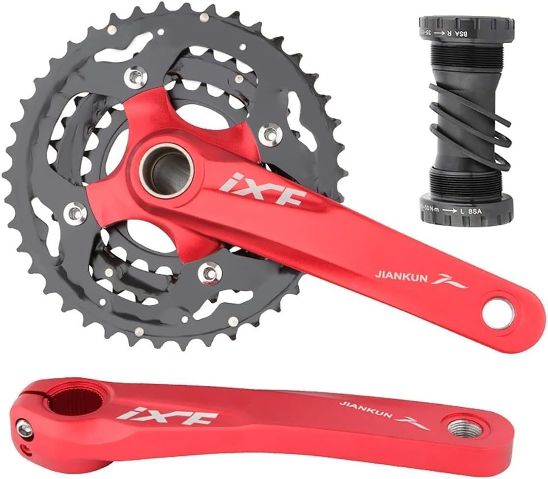 Crankset 170mm MTB Crankset Hollow Integrated 24-32-42T Triple Chainring Bike Crank Arm Set Mountain Bike Crank Arm Set 910 Speed Compatible with BB Accessories Guard Gear Crankset B,24T