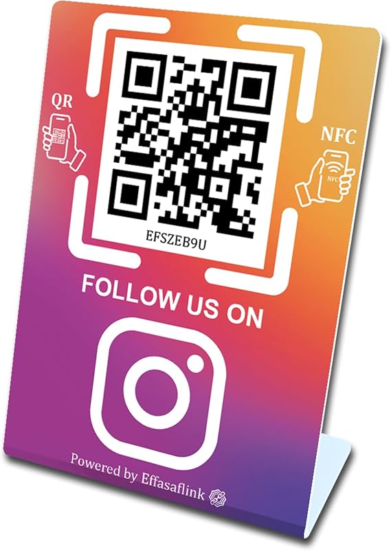Social Media Sign Stand with NFC & QR Code for Instagram, No App, No Fees
