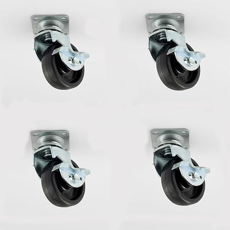 4’ Set 50 mm Table Rotary Brake Furniture Wheel Black Metal Body Load Carrying Capacity
