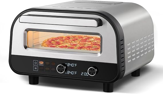 AMZCHEF Indoor Electric Pizza Oven 12-Inch Countertop 840F Preset/Manual