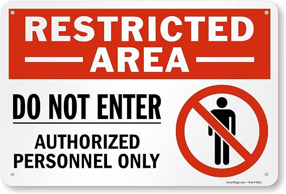 SmartSign 12 x 18 inch Restricted Area - Do Not Enter, Authorized Personnel Only Sign with Symbol, Digitally Printed, 55 mil HDPE Plastic, Red, White and Black, Made in USA
