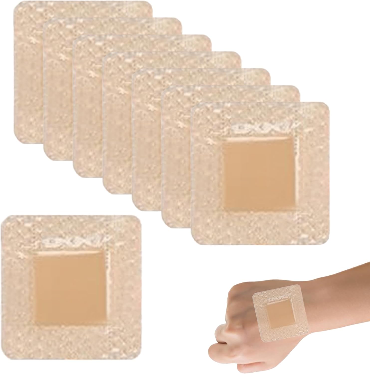 8Pcs Silicone Dressing Soft Gentle Comfortable Silicone Foam Dressing Fast Absorption Breathable Hydrocolloid Dressings Lightweight Easy to Use and Remove Versatile Application for Skin Body