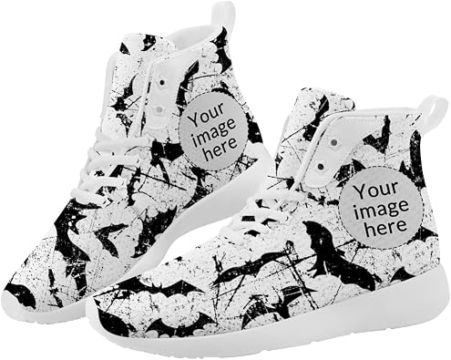 Custom Shoes Custom High Top Sneakers Personalized Bat High Top Shoes with Photo for Women Men