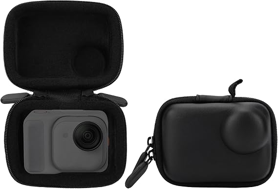 Mini Camera Storage Bag with Carabiner, Black PU Leather Protective Carrying Case Small Portable Storage Bag Pouch for Insta360 Go Ultra Insta 360 Accessories