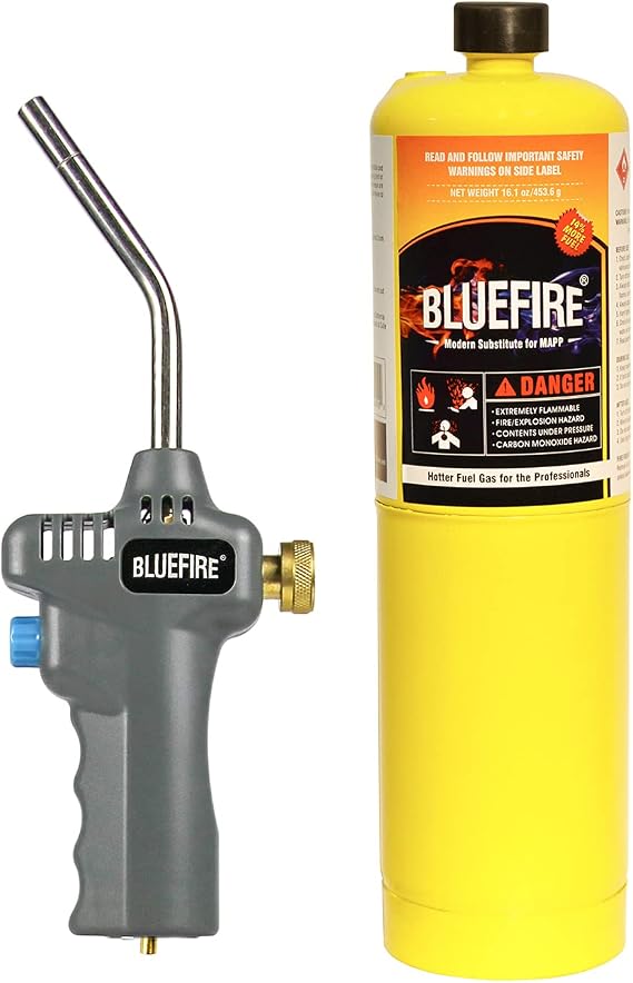BLUEFIRE BTS-8071 Trigger Start Handy Gas Welding Propane Torch Head MAPP MAP PRO Handhold Portable Nozzle Upgrade Brass Knob All-purpose Flame Thrower Tool for Brazing Soldering Cooking Lighting
