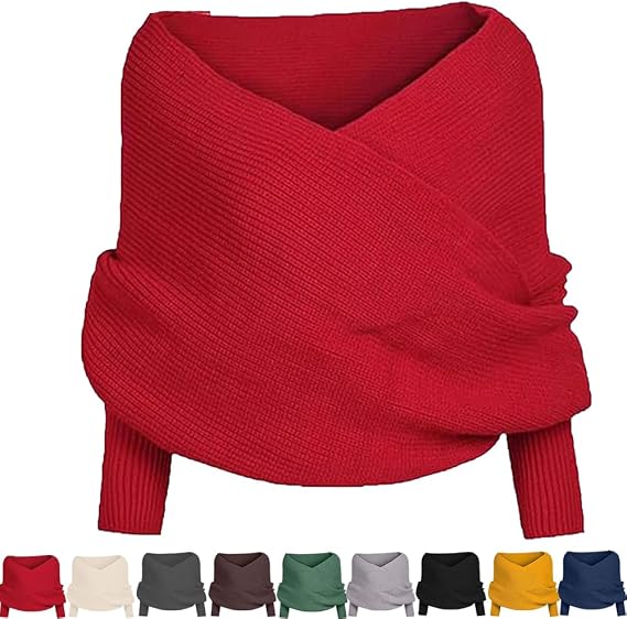Scarf with Sleeves for Women - Knitted Cable Wrap,Shrugs for Women,Knitted Wrap,Sweater Shawl with Sleeves