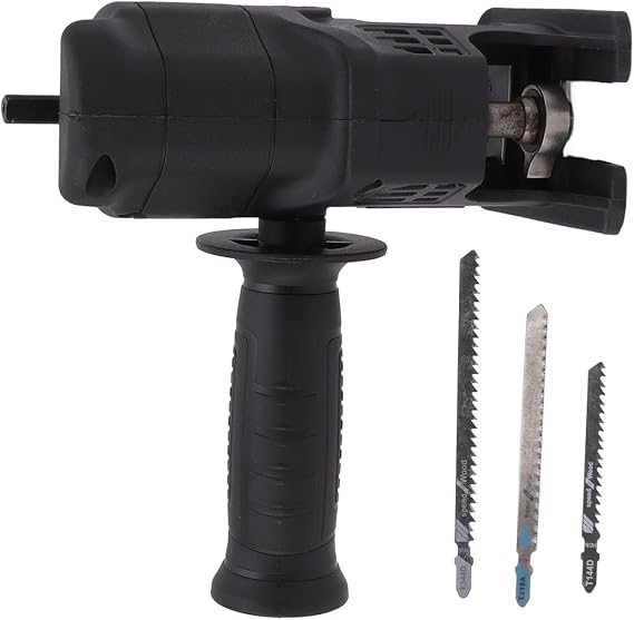 Reciprocating Saw Adapter, Drill to Jig Saw Attachment for Wood Metal Cutting, Quick Release Universal Chuck Adapter with Handle for 3-13mm Electric Drills